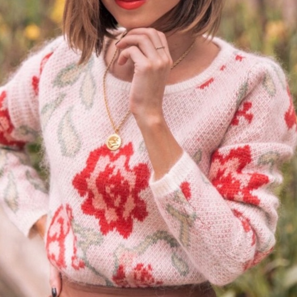 Sezane floral sweater